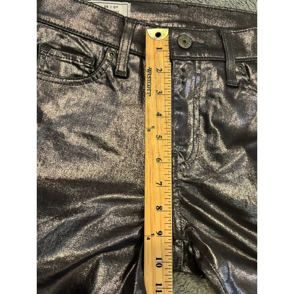 GAP Metallic Baby Boot Mid Rise Jeans Womens 25/0 Silver Casual Stretch